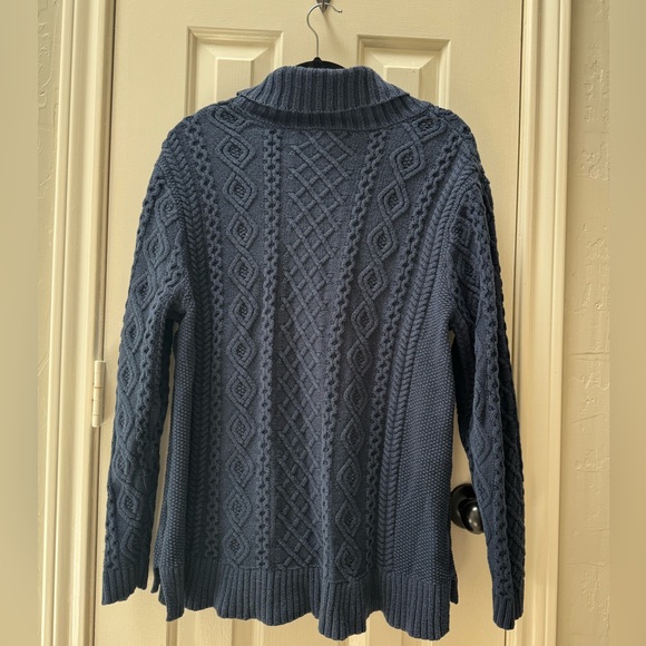 Lands’ End 1X  Long Sleeve Lofty Blend Aran Cable Sweater, Radiant Navy - Picture 3 of 4